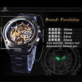 Forsining automatic mechanical watch steel band hollow luminous men's watch fashion mechanical wrist watch wholesale