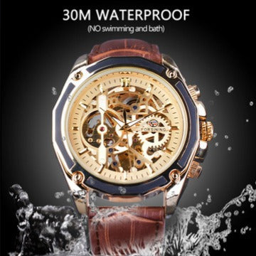 Forsining automatic mechanical watch steel band hollow luminous men's watch fashion mechanical wrist watch wholesale