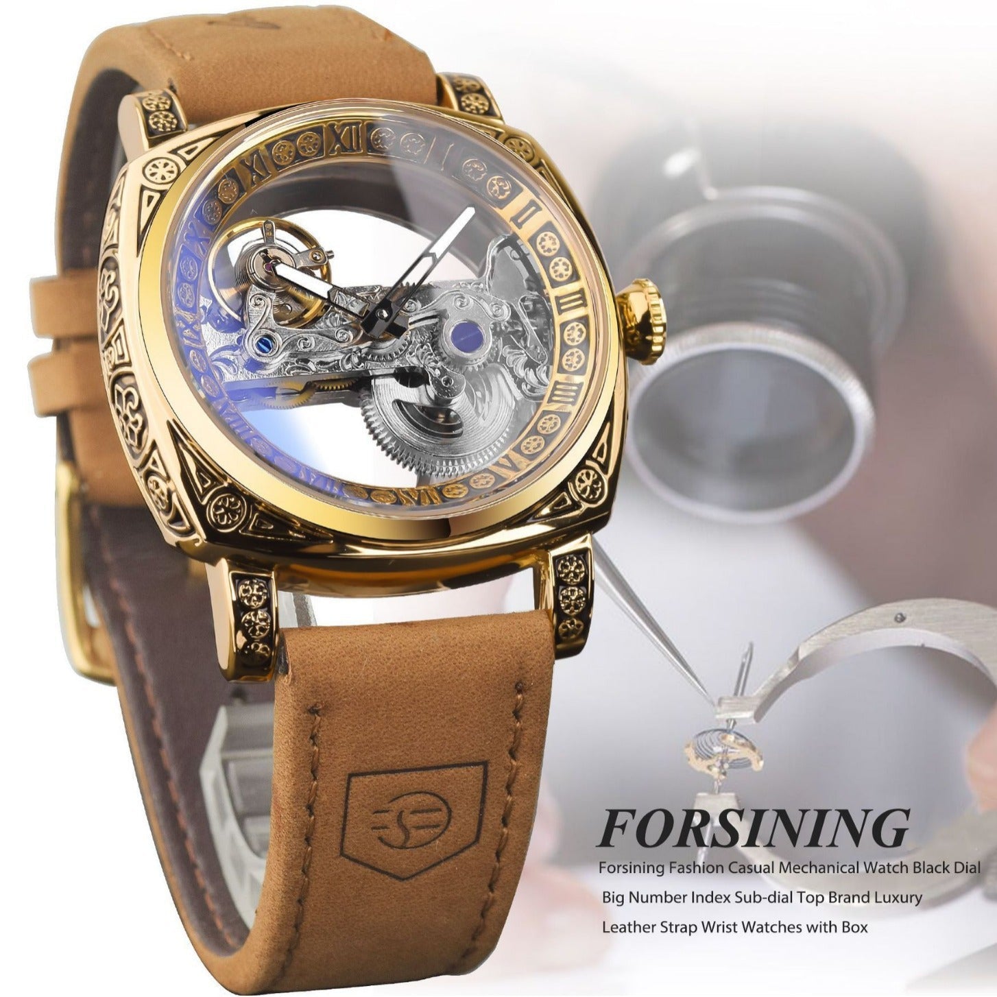 New Forsining European and American Style Men's Fashion Retro Carved Hollow Automatic Mechanical Watch