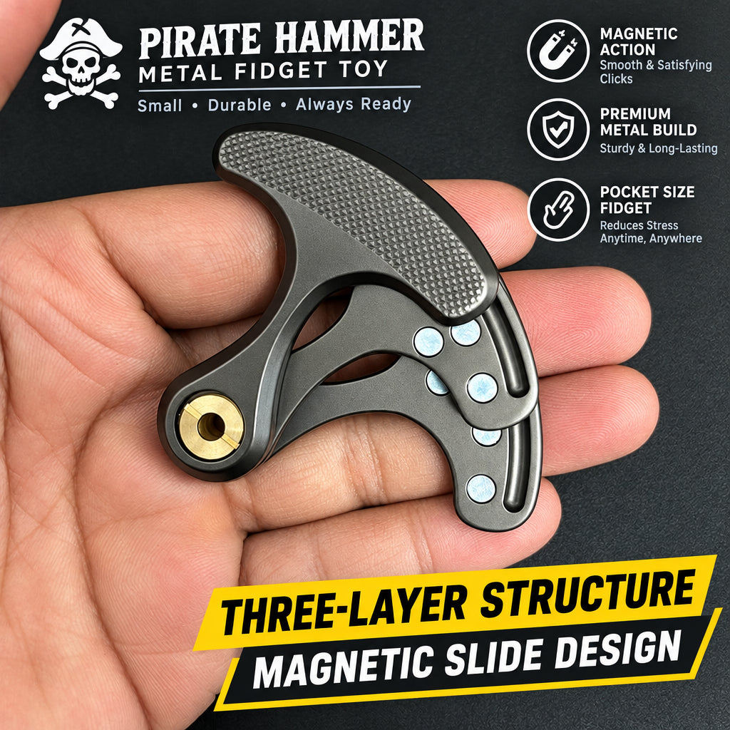 Pirate hammer three-layer metal push card limit magnetic mechanical rhythm pop coin fingertip gyro EDC decompression toy