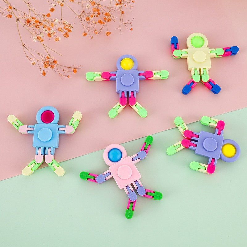 Spaceman Gyro Chain Children's Mecha Mechanical Deformation Rotary Decompression Varieties Fingertip Robot Toy