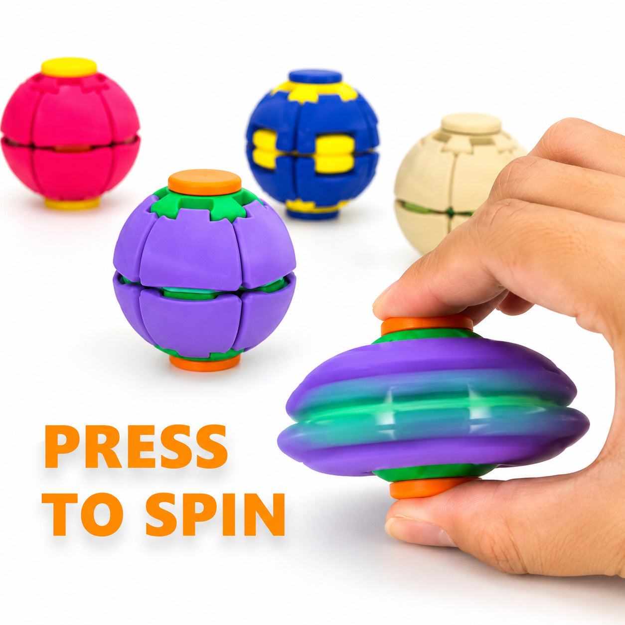 Cross-Border 3D Printed Press-And-Spin Gyro, Press-And-Spin Stress Relief Ball, Fidget Spinner, Stress-Relief Ball