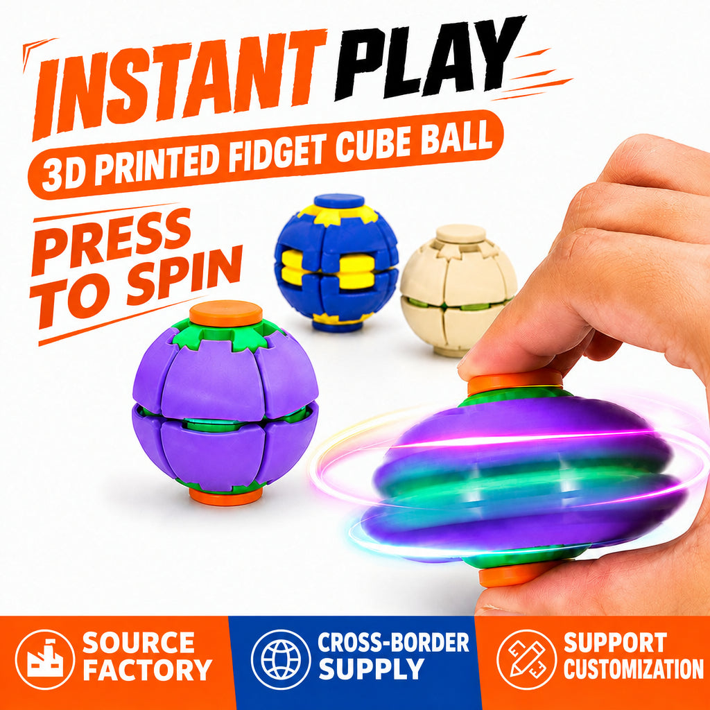 Cross-Border 3D Printed Press-And-Spin Gyro, Press-And-Spin Stress Relief Ball, Fidget Spinner, Stress-Relief Ball