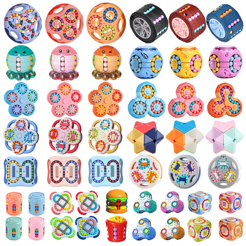 Cross-border Children's Toys Double-sided Ball Magic Bean Rubik's Cube Can Rotating Fingertip Gyro Puzzle Decompression Intelligence Disk