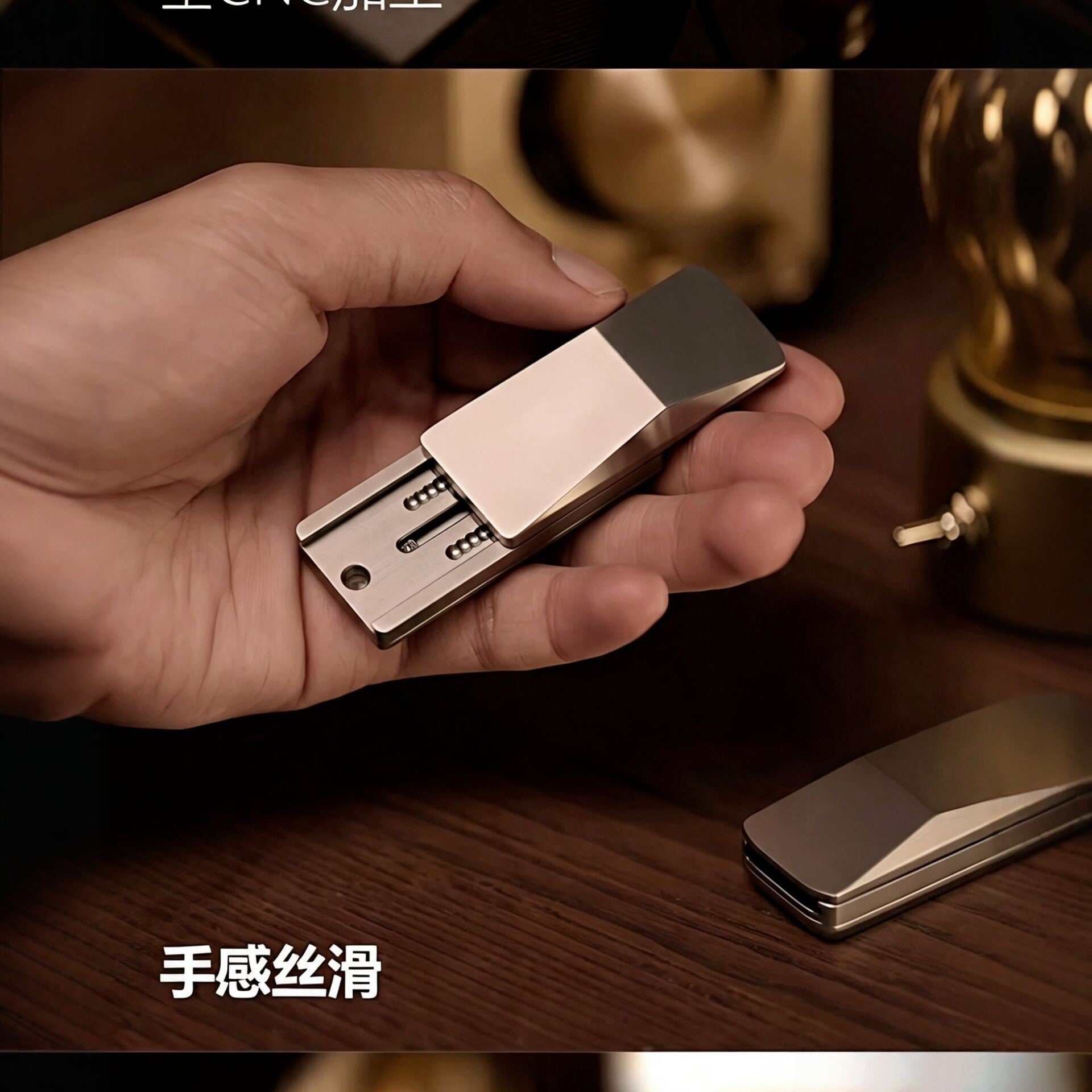 Cyber-Pickup Card Pusher Metal Stress Relief Toy Mechanical Ratchet Magnetic Snap Coin EDC Fidget Toy Blind Box