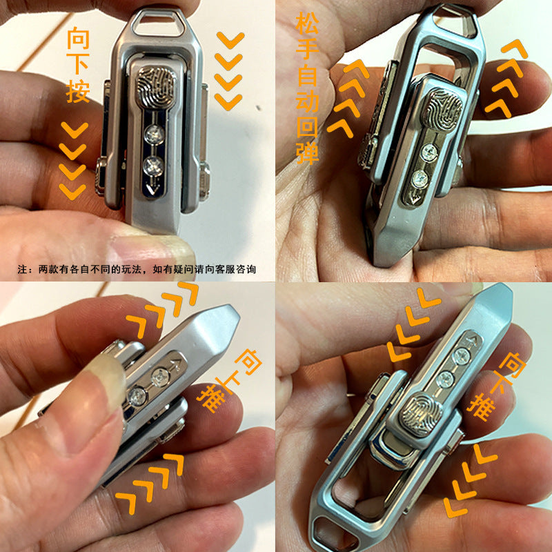 Cross-Border Push Egg Pop Coin Edc Metal Stress Relief Toy Fingertip Spinner Push Card Black Technology Pendant