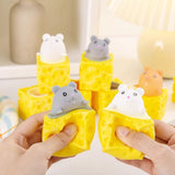 Creative prank cute pet stress-relief toy: little mouse, squirrel cup, squeeze toy, stress-relief ball, cheese toy for venting and stress reduction