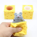 Creative prank cute pet stress-relief toy: little mouse, squirrel cup, squeeze toy, stress-relief ball, cheese toy for venting and stress reduction