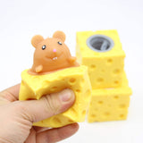 Creative prank cute pet stress-relief toy: little mouse, squirrel cup, squeeze toy, stress-relief ball, cheese toy for venting and stress reduction