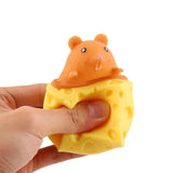 Creative prank cute pet stress-relief toy: little mouse, squirrel cup, squeeze toy, stress-relief ball, cheese toy for venting and stress reduction