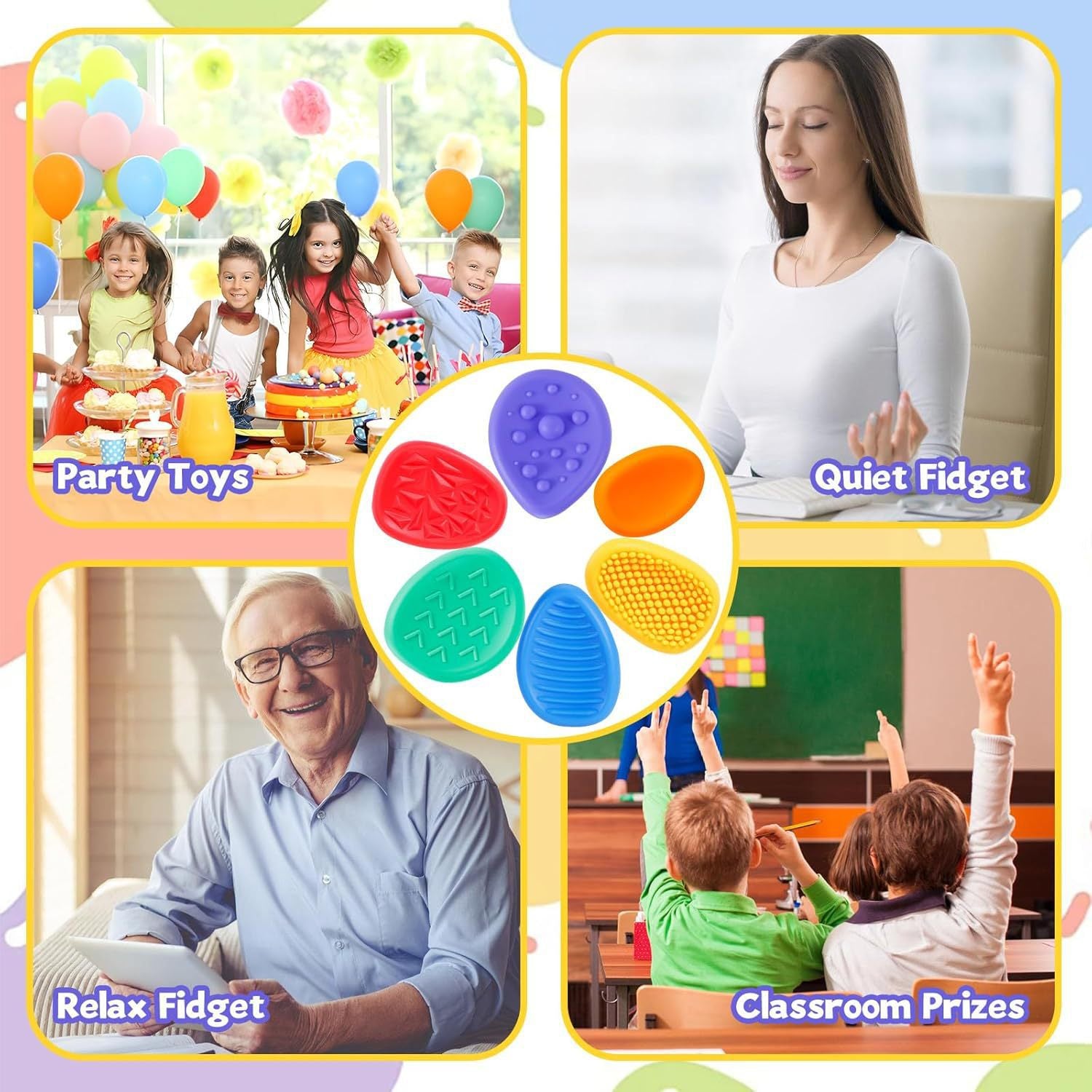 Cross-border New Fidget Toys Silicone Sensory Stone Children's Decompression Toy Soft Silicone Texture Worry Stone