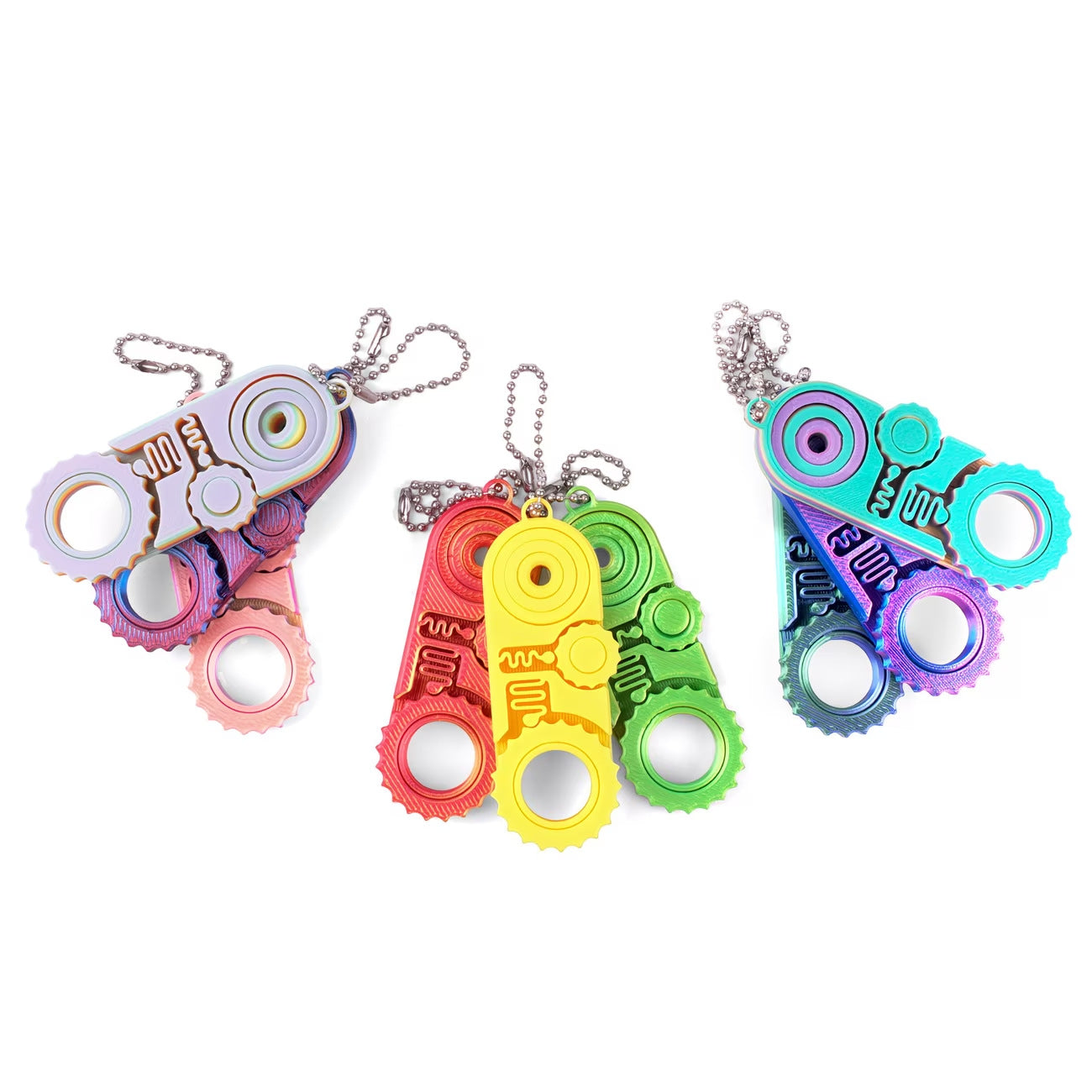 Cross-Border Hot-Selling 3D Printed Three-In-One Fingertip Stress Relief Toy Pendant with Rotating Gears for Relaxation and Anxiety Relief
