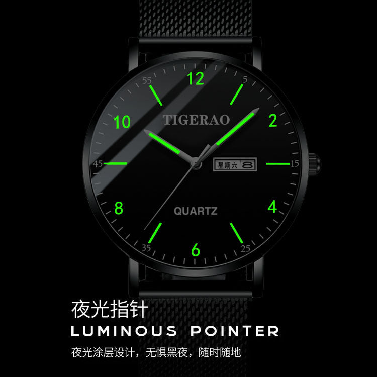 TikTok Watch Men's Waterproof Double Calendar Trend Starry Sky Non-mechanical Watch Quartz Watch Luminous New Wholesale Cross-Border