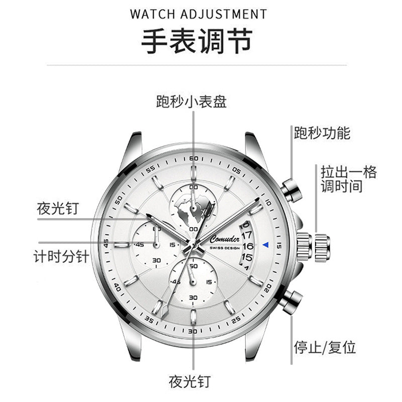 Foreign trade new men's automatic waterproof luminous Calendar Watch cross-border wholesale fashion quartz watch trembles on behalf of the hair