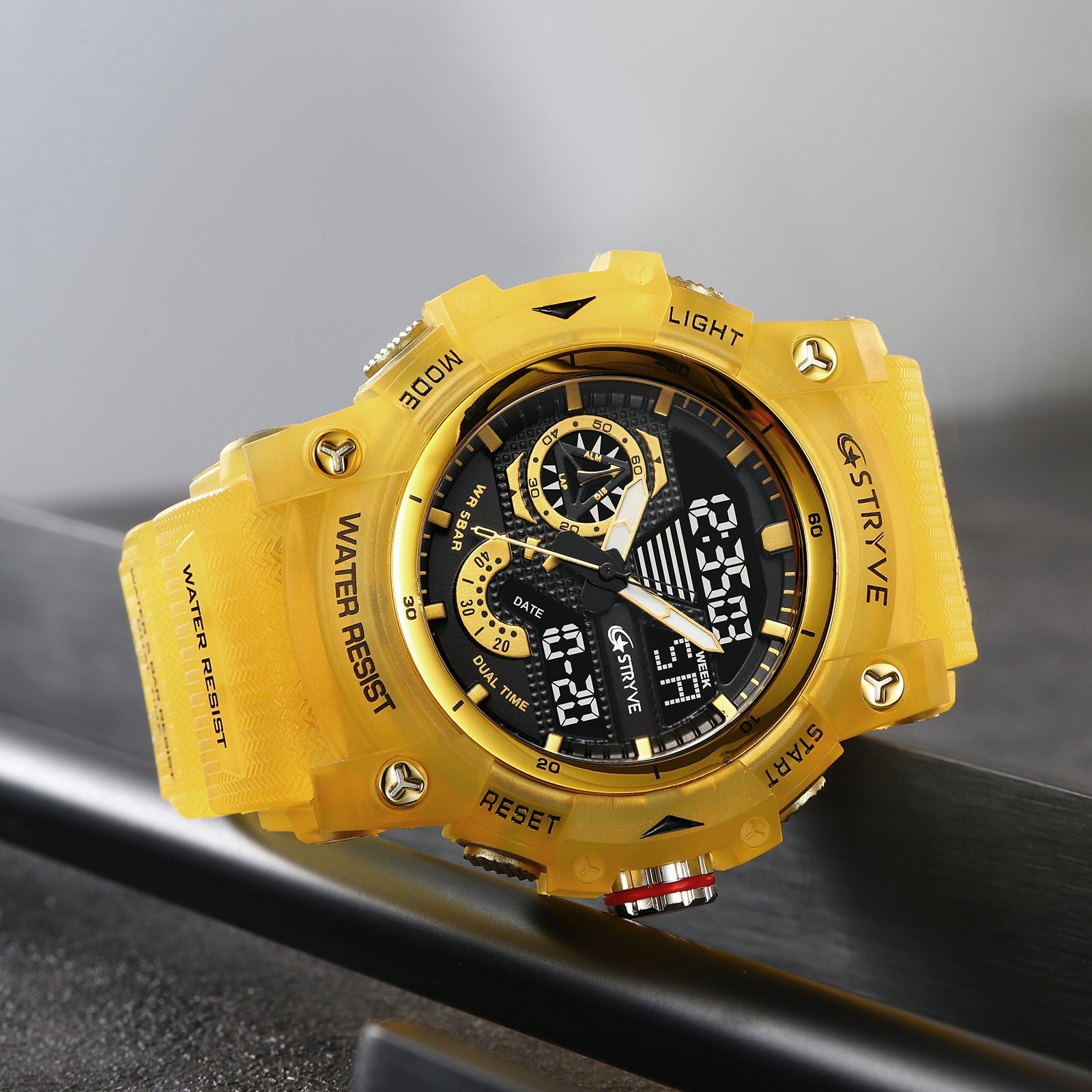 Stryve Men's Fashion Elements Waterproof Sports Watch Dual Display Luminous Electronic Multifunctional Student Watch S8029