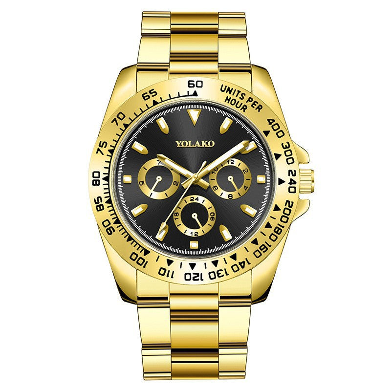 Cross-border explosions gold men's watches men's watches steel band business watches luminous quartz spot wholesale spot manufacturers
