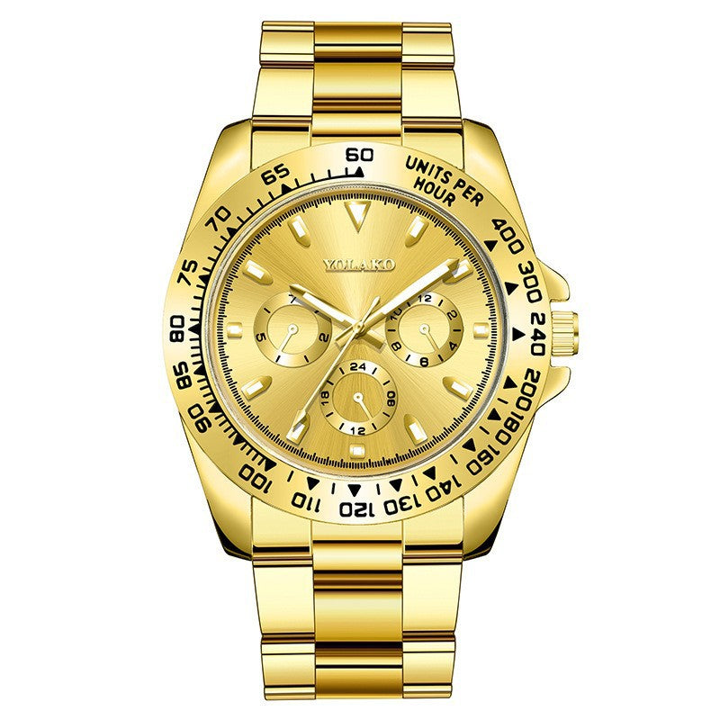 Cross-border explosions gold men's watches men's watches steel band business watches luminous quartz spot wholesale spot manufacturers