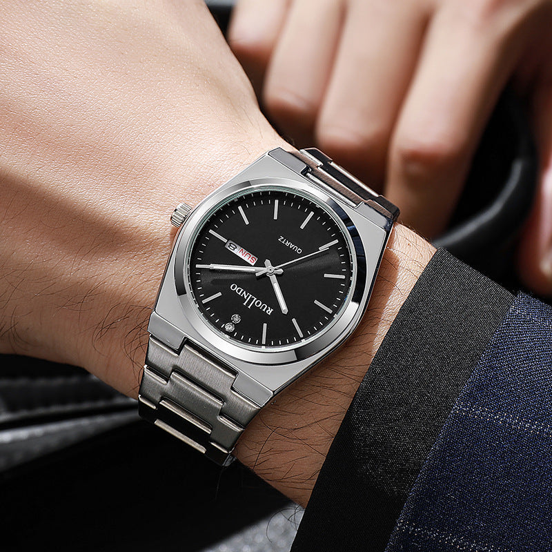 Basic Models Wholesale New Watches Men's Wholesale Men's Wristwatches Dual Calendar Luminous Quartz Stainless Steel Men's Watches
