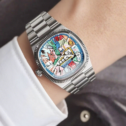 Carsikie Men's Watch New Square Large Dial Cartoon Comic Watch Sports Waterproof Cross-Border Quartz Watch