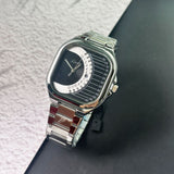 CARTISI Square Metal Strap Quartz Watch for Men, Fashionable Retro Trendy Wristwatch with Simple Design
