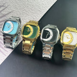 CARTISI Square Metal Strap Quartz Watch for Men, Fashionable Retro Trendy Wristwatch with Simple Design