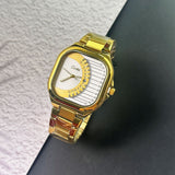 CARTISI Square Metal Strap Quartz Watch for Men, Fashionable Retro Trendy Wristwatch with Simple Design