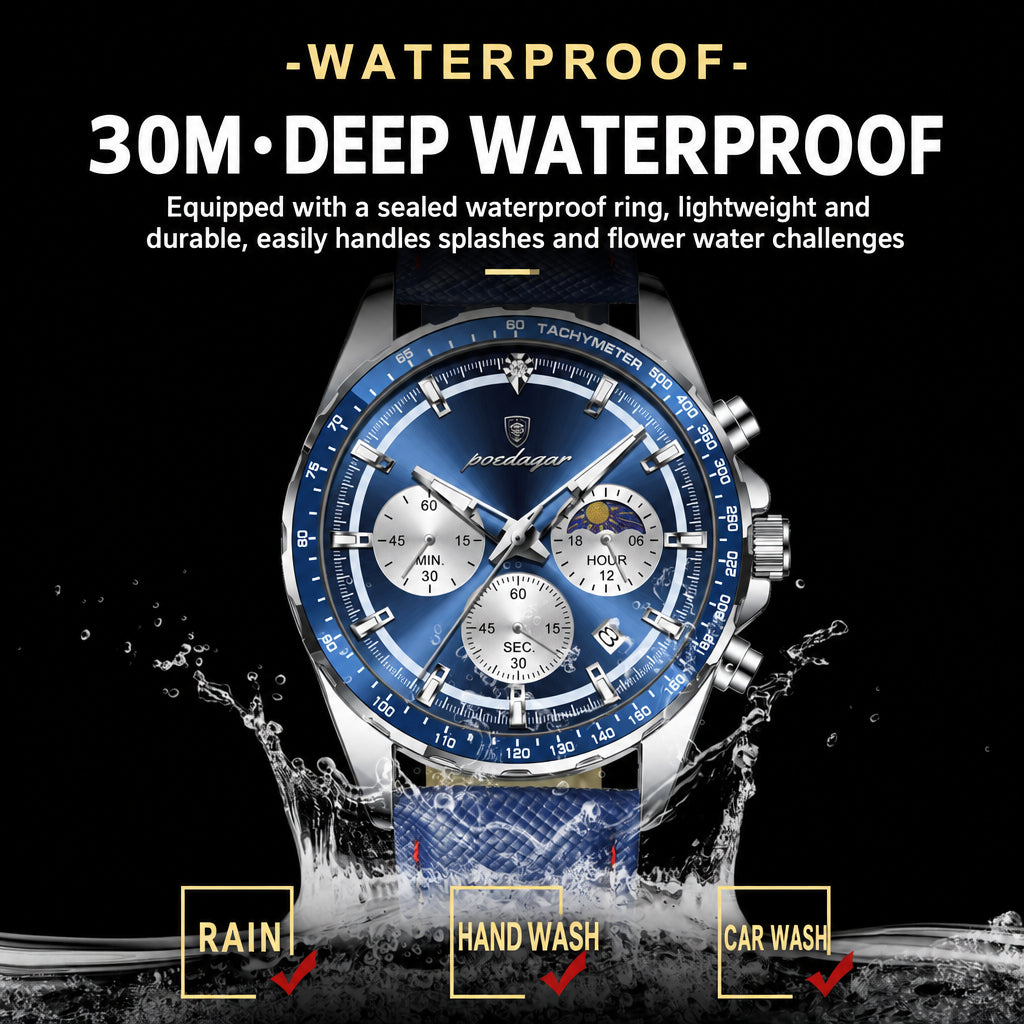 Swiss Brand New Sports-Style Multi-Functional Men's Watch with Three Dials and Six Hands, Popular Live-Stream Export Item, Available for Dropshipping