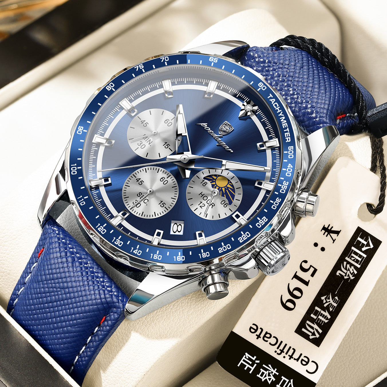 Swiss Brand New Sports-Style Multi-Functional Men's Watch with Three Dials and Six Hands, Popular Live-Stream Export Item, Available for Dropshipping