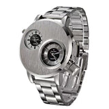 V6 Watch Foreign Trade New Large Double Movement Watch Men's Fashion Quartz Watch Alloy Silicone Student Watch