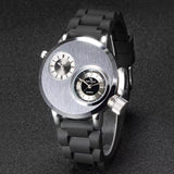 V6 Watch Foreign Trade New Large Double Movement Watch Men's Fashion Quartz Watch Alloy Silicone Student Watch