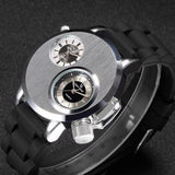 V6 Watch Foreign Trade New Large Double Movement Watch Men's Fashion Quartz Watch Alloy Silicone Student Watch