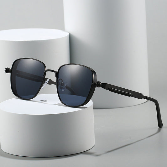 European and American New Retro Square Frame Punk Metal Sunglasses, Simple and Versatile Sunglasses That Can Be Paired with Myopia Glasses