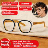 Double-beam acetate square-round frame eyeglass frame, aviator style, suitable for prescription lenses, Amazon European and American style cross-border eyeglass wholesale