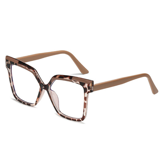 Personalized Tr90 Anti-Blue Light Large Frame Non-Prescription Glasses European and American Cross-Border Fashion Color-Blocking Eyeglass Frames Ins
