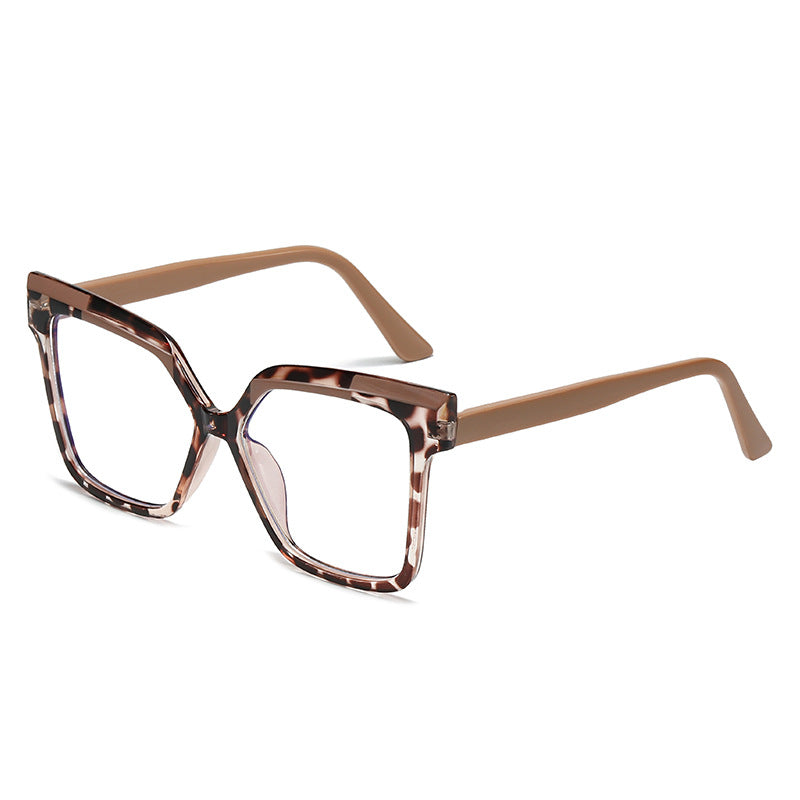 Personalized Tr90 Anti-Blue Light Large Frame Non-Prescription Glasses European and American Cross-Border Fashion Color-Blocking Eyeglass Frames Ins