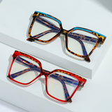 Personalized Tr90 Anti-Blue Light Large Frame Non-Prescription Glasses European and American Cross-Border Fashion Color-Blocking Eyeglass Frames Ins
