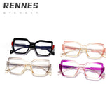 Rain's New Fashionable Gradient Color Anti-Blue Light Glasses, Square Frame, Colorful, Unisex, European and American Style, Prescription Eyeglasses