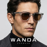 European and American Fashion Trendy Square Frame Sunglasses S31242 Street Style Versatile Sunglasses Uv Protection Acetate Sunglasses