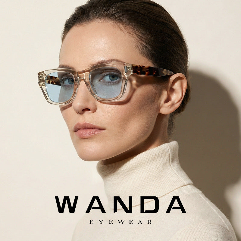 New European and American Fashion Thick-Frame Square Sunglasses S32234 Full Acetate Sunglasses for Driving and Travel Versatile Glasses for Men