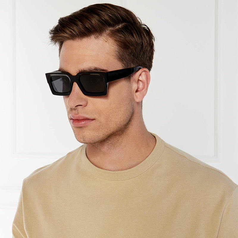 Square Frame Simple European and American Sunglasses Modern Trendy Large Frame Propionic Acid Insert Sunglasses for Women Cross-Border New Style Anti-Uv