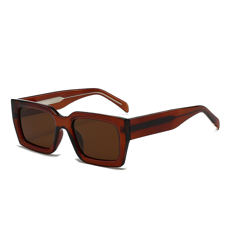 Square Frame Simple European and American Sunglasses Modern Trendy Large Frame Propionic Acid Insert Sunglasses for Women Cross-Border New Style Anti-Uv