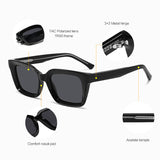 Cross-Border Hot Selling Sunglasses Tr Frame Plate Leg Sun Protection Polarized Sunglasses for Women Classic Square Frame Versatile Men's Glasses