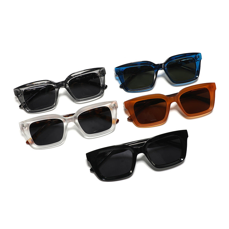 Cross-Border Hot Selling Sunglasses Tr Frame Plate Leg Sun Protection Polarized Sunglasses for Women Classic Square Frame Versatile Men's Glasses