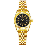 Fashion Couple Steel Band Watch Explosive Waterproof High-end Gold Watch Brand Men's Women's Student Calendar Room Gold Watch