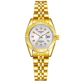 Fashion Couple Steel Band Watch Explosive Waterproof High-end Gold Watch Brand Men's Women's Student Calendar Room Gold Watch