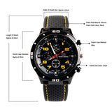 Trendy Men’s Quartz Watch – Racing Style Silicone Strap Casual Wristwatch