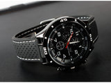 Trendy Men’s Quartz Watch – Racing Style Silicone Strap Casual Wristwatch