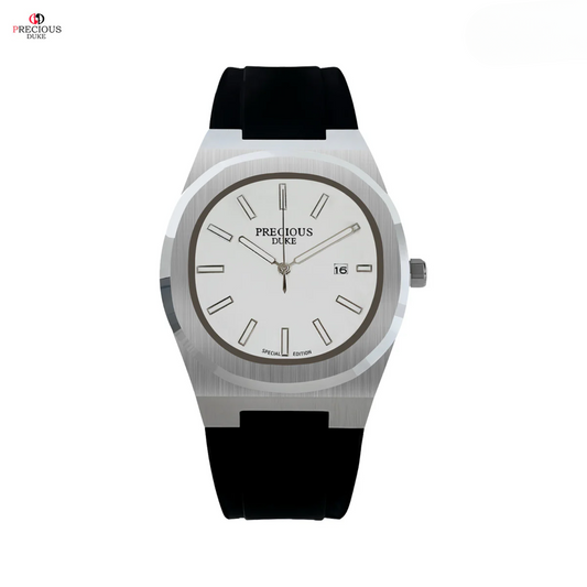 PRECIOUS DUKE Men's Ultra-Thin Quartz Watch – 30M Waterproof, Casual Silicone Strap
