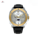 PRECIOUS DUKE Men's Moon Phase Quartz Watch – Leather Strap, Calendar