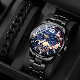 2pcs Set Business Watches - Men's Stainless Steel Date Quartz Round Watches